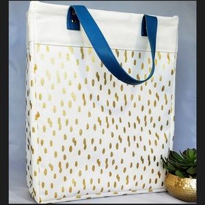 Off white tote with gold spots